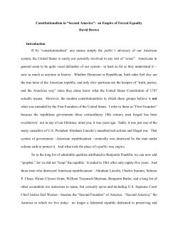 Constitutionalism in &ldquo;Second America&rdquo;: an Empire of Forced Equality
