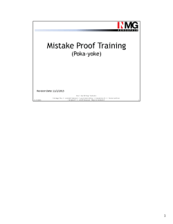 Mistake Proof Training (Poka-yoke)