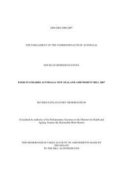 food standards australia new zealand amendment bill 2007