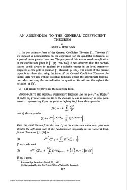 AN ADDENDUM TO THE GENERAL COEFFICIENT THEOREM