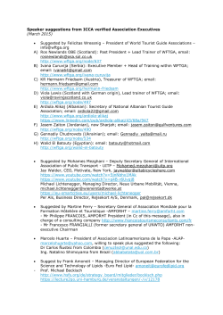 Speaker suggestions from ICCA verified Association Executives