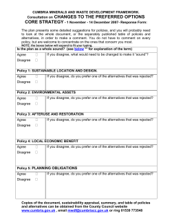 CUMBRIA MINERALS AND WASTE DEVELOPMENT FRAMEWORK