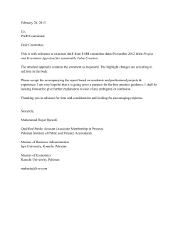 February 28, 2013 To, PAIB Committed Dear Committee, This is with