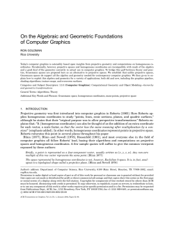 On the Algebraic and Geometric Foundations of Computer Graphics