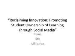 *Reclaiming Innovation: Promoting Student Ownership of Learning