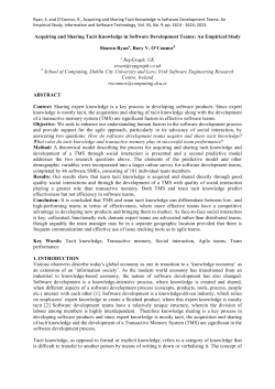 Acquiring and Sharing Tacit Knowledge in Software - DORAS