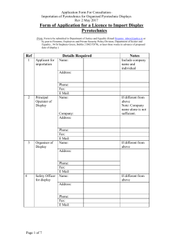 Form of Application for a Licence to Import Display Pyrotechnics