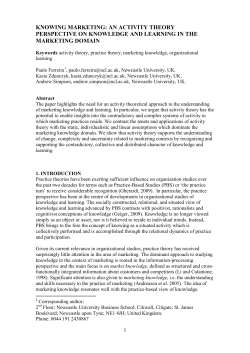 knowing marketing: an activity theory perspective on knowledge and