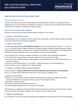 Pre-existing MediCAl Condition deClArAtion ForM