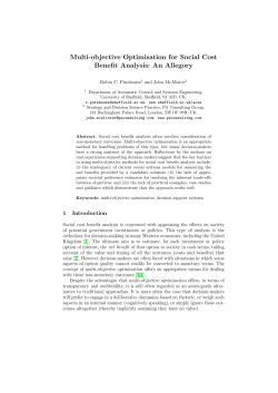 Multi-objective Optimisation for Social Cost Benefit Analysis: An