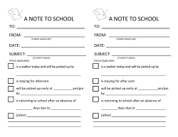 A NOTE TO SCHOOL A NOTE TO SCHOOL
