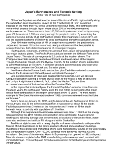 Japan`s Earthquakes and Tectonic Setting