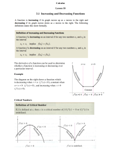 3.1 Increasing and Decreasing Functions