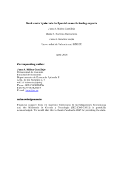 Sunk costs hysteresis in Spanish manufacturing exports