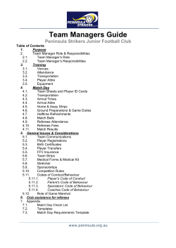 Team Managers Guide - Peninsula Strikers Junior FC