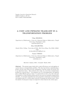 a cost and pipeline trade-off in a transportation problem