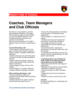 Coaches, Team Managers and Club Officials