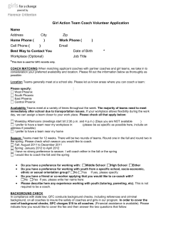 Girl Action Team Coach Volunteer Application