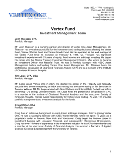 Vertex Fund - Vertex One Asset Management, Inc