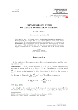 CONVERGENCE FIELD OF ABEL`S SUMMATION