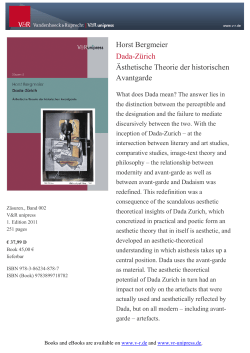 Horst Bergmeier Dada-Z&uuml;rich &Auml;sthetische Theorie der historischen