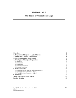 The Basics of Propositional Logic