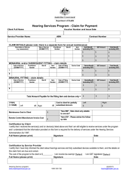 Hearing Service Program Claim for Payment
