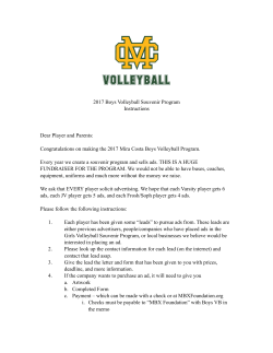 2017 Boys Volleyball Souvenir Program Instructions Dear Player