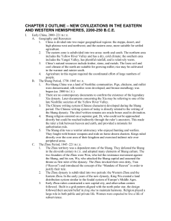 CHAPTER 2 OUTLINE &ndash; New Civilizations in the Eastern and