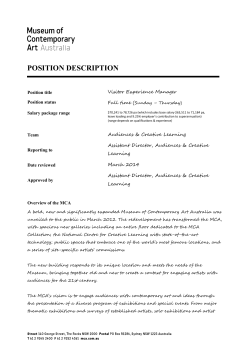 POSITION DESCRIPTION Position title Visitor Experience Manager