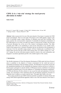 CDM: Is it a `win&ndash;win` strategy for rural poverty alleviation in India?