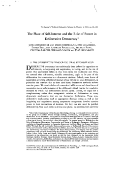 The Place of Self-Interest and the Role of Power m Deliberative