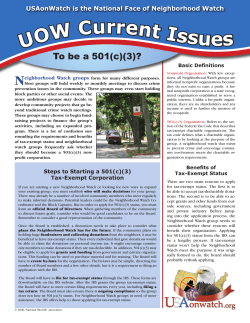 Should Neighborhood Watch Groups Become A 501(c)(3) Non