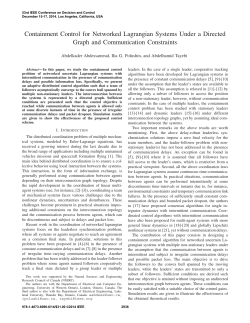 Containment Control for Networked Lagrangian