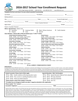 2016-2017 School Year Enrollment Request