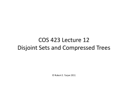 COS 423 Lecture 12 Disjoint Sets and