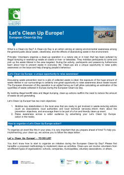 Let`s Clean Up Europe Factsheet - The European Week for Waste
