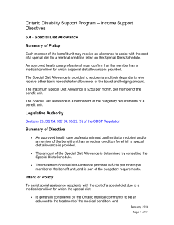 Special Diet Allowance