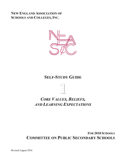 self-study guide core values, beliefs, and learning - neasc-cpss