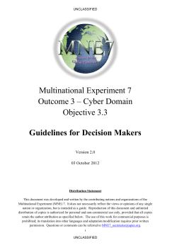 Multinational Experiment 7 Outcome 3 &ndash; Cyber Domain Objective