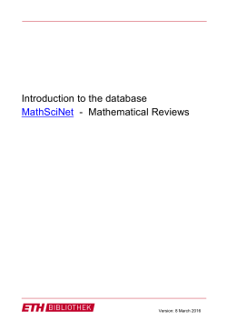Introduction to the database MathSciNet &ndash; Mathematical Reviews