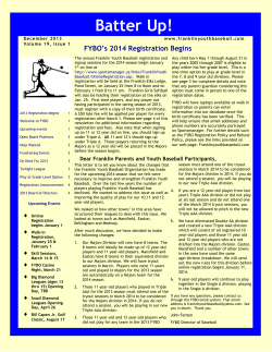 FYBO`s 2014 Registration Begins Batter Up!
