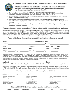 Colorado Parks and Wildlife Columbine Annual Pass Application