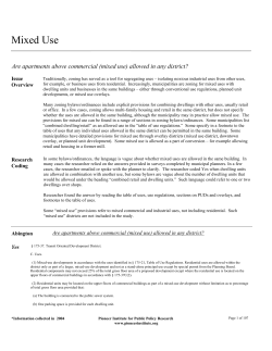 Mixed Use - Housing Regulation Database