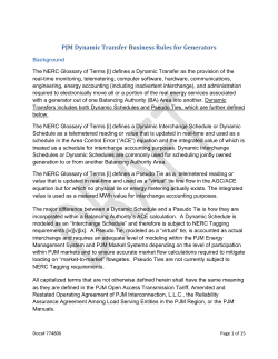 PJM Dynamic Transfer Business Rules for Generators