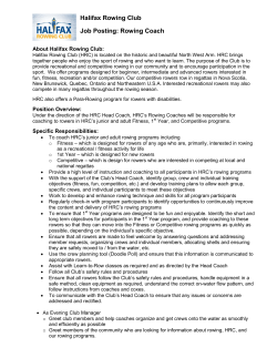 Halifax Rowing Club Job Posting: Rowing Coach