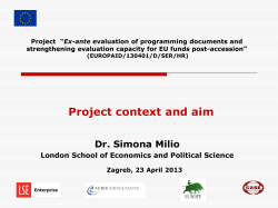 Project *Ex-ante evaluation of programming documents