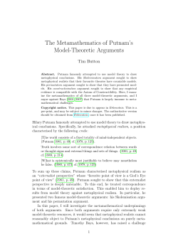 The Metamathematics of Putnam`s Model
