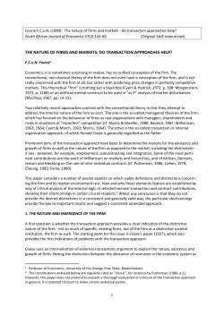 The nature of firms and markets - do transaction approaches help?