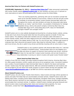 Americas Best Value Inn Partners with Hotels4Truckers.com